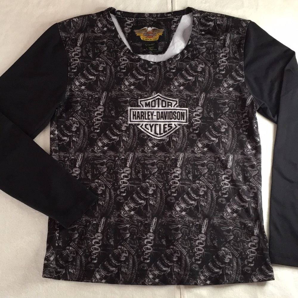 Womens Harley Davidson Long Sleeve Top Lightweight Soft Stretchy Size Small